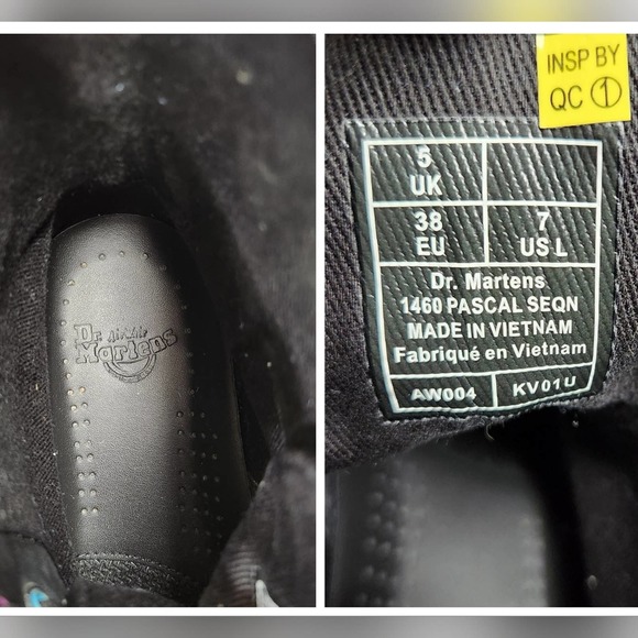 Dr Doc Martens Pascal Boots Sequin Rainbow / Silver Moto Size 5 UK / 7 Women's - Picture 12 of 12